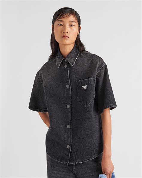 prada jeansrock|prada denim shirt.